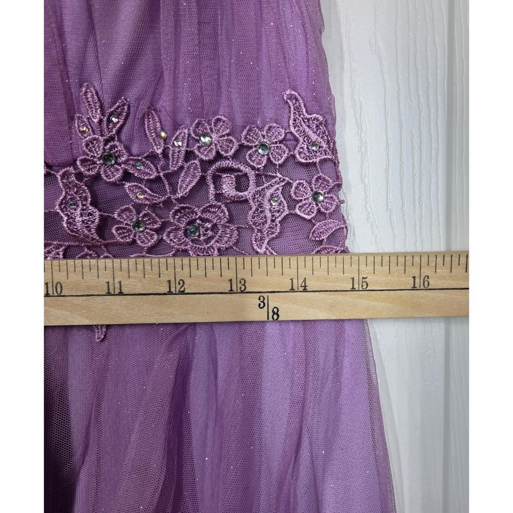 City Triangles Lavender Tulle Formal‎ Dress Floral Lace Waist Maxi Gown 9 Fairy - Picture 12 of 13